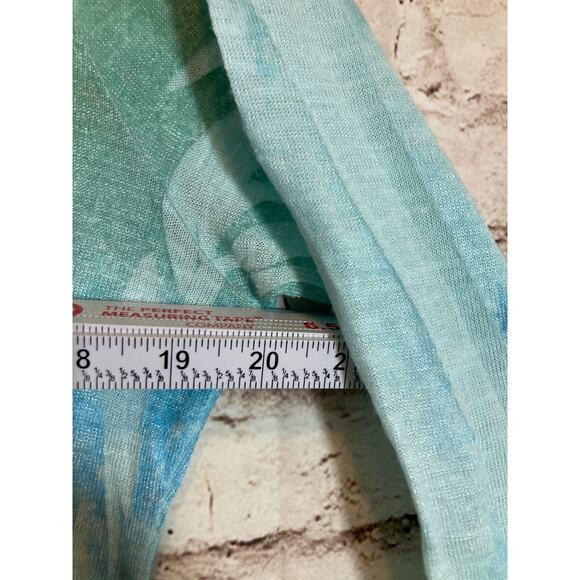 Studio Gem Q. Tunic Top Womens Large Turquoise Peacock Print Flowy Artsy Sequin - Picture 8 of 13